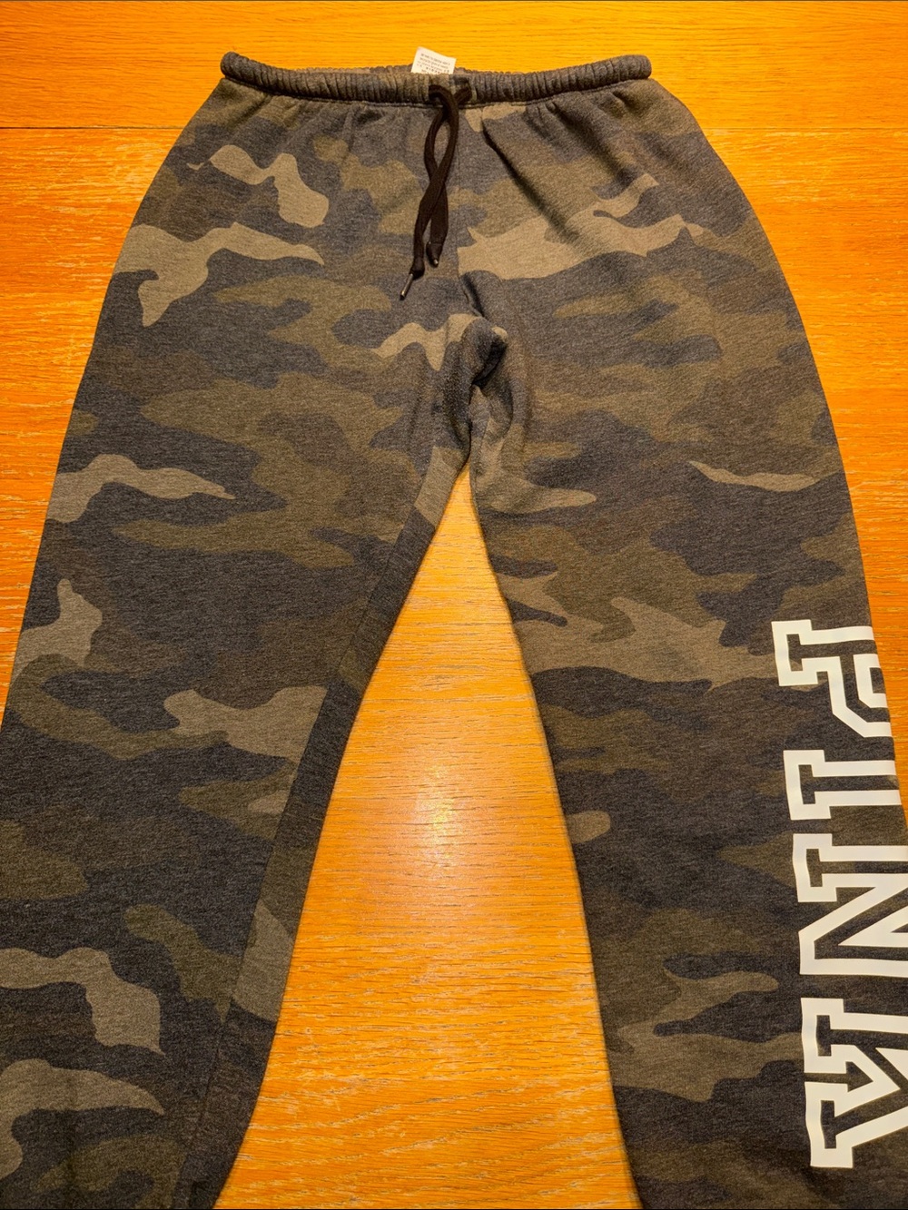 PINK Victoria's Secret Olive & Gray Camo Joggers with Side Logo